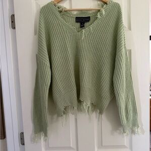 Polly & Esther Light Green V-Neck Sweater